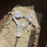 Women Sexy Solid Neck Strapless Swimwear Two Pieces