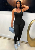 Summer Women Outdoor Wear Comfortable Ribbed Suspenders Low Back Butt Lift Tight Fitting Jumpsuit