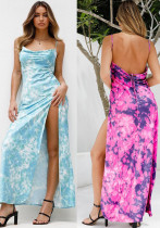 Summer Strap Tie Dye Print Sexy Long Dresses