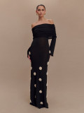 Women's Sexy Floral Off Shoulder Knitting Long Dress