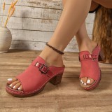 Chunky High Heel Peep Toe Sandals Slippers Plus Size Fashion High Heel Outdoor Wear Open Toe Design