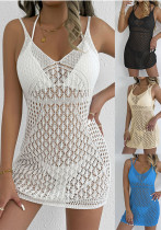Women's Dresses Sexy Hollow Out Knitting Halter Dress Beach Bikini Cover-Up