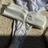 Women Solid Strapless One-Piece Swimwear