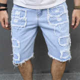 Men's Denim Pants Ripped Loose Hipster Casual Knee-Length Shorts