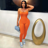 Summer Women Outdoor Wear Comfortable Ribbed Suspenders Low Back Butt Lift Tight Fitting Jumpsuit