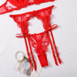 Summer Sheer Mesh Garter Steel Ring 3-Piece Lingerie Set