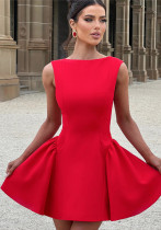 Autumn Women's Sexy Sleeveless Fashion Solid Color Short Dresses