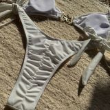 Women Sexy Solid Neck Strapless Swimwear Two Pieces