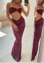 Sexy Lace-Up Lace Two Pieces Bikini Women's Sexy Long Skirt Three Piece Swimwear Sexy Lace-Up Lace Two Pieces Bikini Women's Sexy Long Skirt Three Piece Swimwear