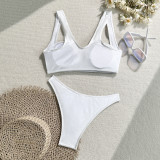 Women Solid Sexy Hollow Tethered Swimwear Two Pieces