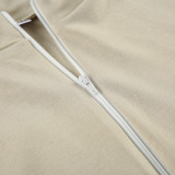 Slim Sports Basic Stand Collar Short Sleeve t-shirt Sports Casual Zipper Top