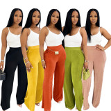 Fashion Casual Women's Loose High Waist Wide Leg Pants Elegant Career Trousers