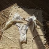 Women Sexy Solid Neck Strapless Swimwear Two Pieces