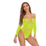 Beaded sexy off shoulder long sleeve erotic lingerie mesh clothing