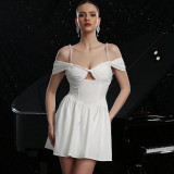 Women Spring Sexy Hollow Pearl Suspender Dress