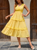 Women Summer Sexy V Neck Sleeveless Lace Beach Party Dress