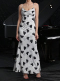 Women Summer Sexy Heart Print Print Backless Holidays Strap Dress
