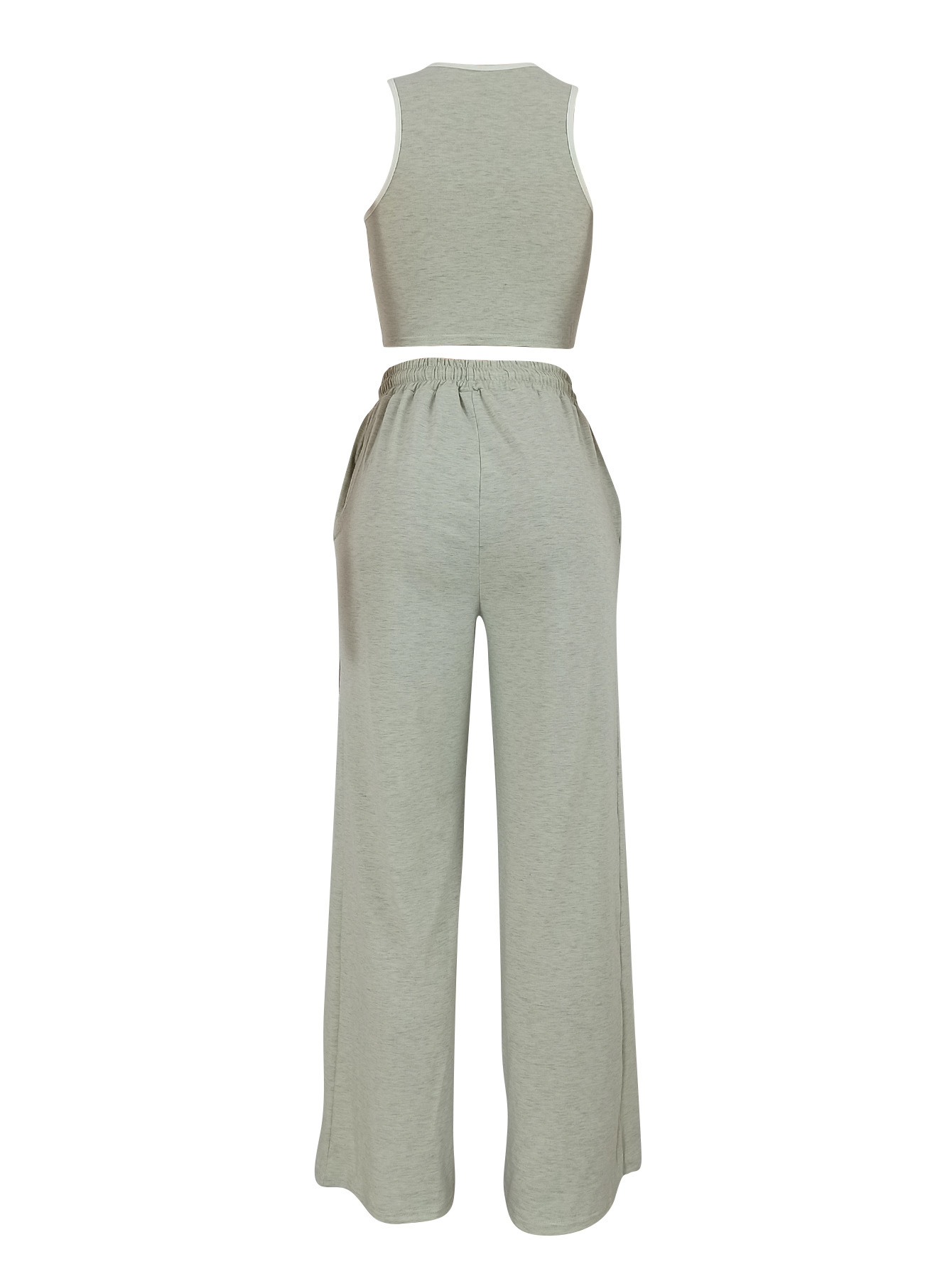 Women Casual Vest and Striped Pants Two-piece Set