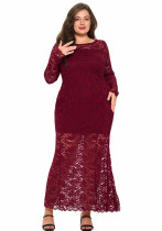 Plus Size Women lace fishtail dress