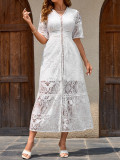 Women Lace Embroidered Beach Cover-up Holidays Beach Holidays Dress