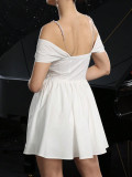 Women Spring Sexy Hollow Pearl Suspender Dress