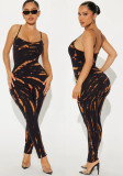 Women spring Summer sexy sling print Jumpsuit