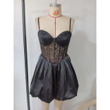 Women Spring Summer lace Party Suspender Tutu Dress