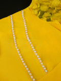 Women Sexy Strapless See-Through Lantern Sleeve Party Cocktail Beading Dress