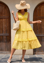 Women Summer Sexy V Neck Sleeveless Lace Beach Party Dress