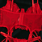 Women red lace sexy lingerie two-piece set