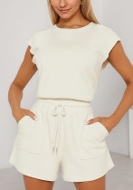 Women sleeveless casual drawstring jumpsuit Women sleeveless casual drawstring jumpsuit