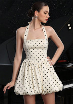 Women French Polka Dot Strap Dress Sexy Halter Neck Holidays Tutu Skirt Women French Polka Dot Strap Dress Sexy Halter Neck Holidays Tutu Skirt