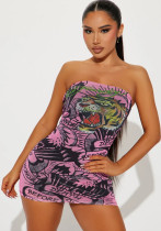 Summer Fashion Print strapless Sexy Dress Summer Fashion Print strapless Sexy Dress