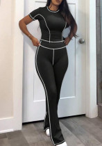 Tight Fitting sports yoga short sleeve women Two Piece pants Set