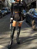 Autumn fashion contrast woolen Coat skirt Two Piece Set