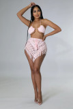 Summer Crocheted Hollow Bra Tassel Short Skirt Sexy Two-Piece Set