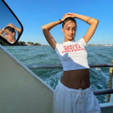 Women's Style Letter print Crop short sleeve T-shirt