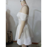 Women Spring Sexy Hollow Pearl Suspender Dress