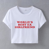 Women's Style Letter print Crop short sleeve T-shirt