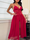 Spring Sexy Strap Slit Tempting Long Dress