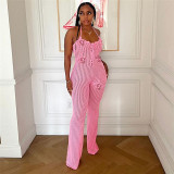 Spring Sexy Halter Neck Low Back Slim Flared Jumpsuit