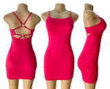 Women Metal Buckle Cross Strapless Backless Sexy Bodycon Dress