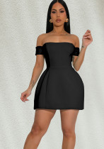 Summer Elegant Solid Color Off-Shoulder Slim Dress Summer Elegant Solid Color Off-Shoulder Slim Dress
