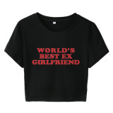 Women's Style Letter print Crop short sleeve T-shirt