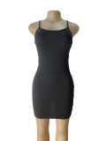 Women Metal Buckle Cross Strapless Backless Sexy Bodycon Dress