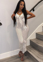 Spring Sexy Halter Neck Low Back Slim Flared Jumpsuit