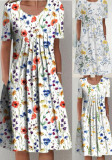 Spring and Summer Plus-Size Elegant Round Neck Print Casual Dress