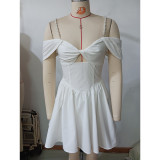 Women Spring Sexy Hollow Pearl Suspender Dress