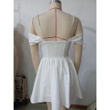 Women Spring Sexy Hollow Pearl Suspender Dress