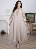 Plus Size Women Muslim Embroidered Robe Dress